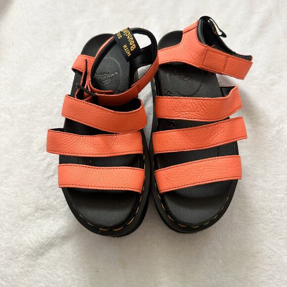 Coral Pink Dr. Martens Blair Quad Platform Gladiator Sandals - Picture 9 of 9